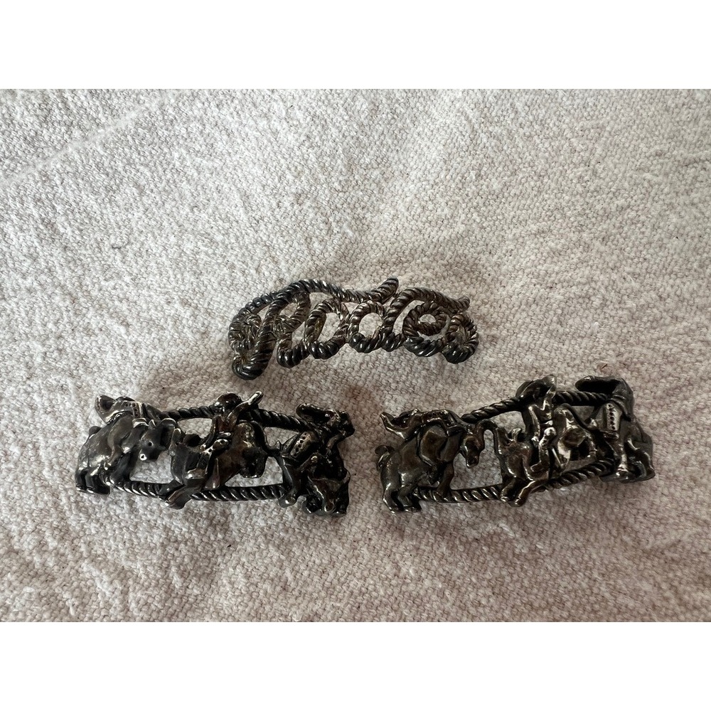 Rodeo Cowboy Bracelet Jewelry Making Pieces Silver Western Rope Bucking Bull